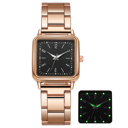 New Luminous Digital Watch Wish Cross-Border Version Elegant Women's Watch Steel Strap Small Square Factory