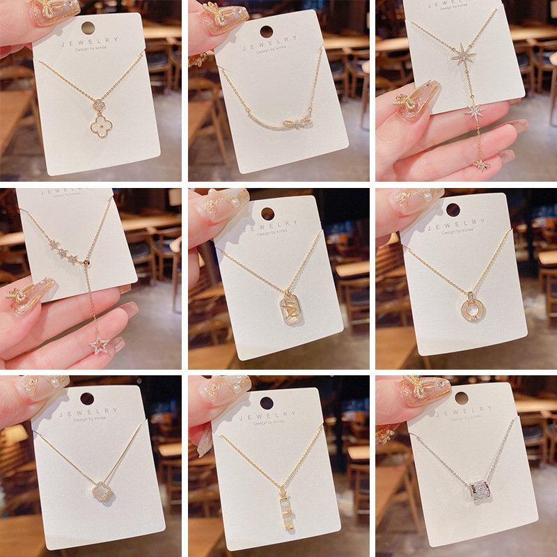 韩国气质简约森系项链女 时尚日常百搭轻奢设计感锁骨链 饰品批发