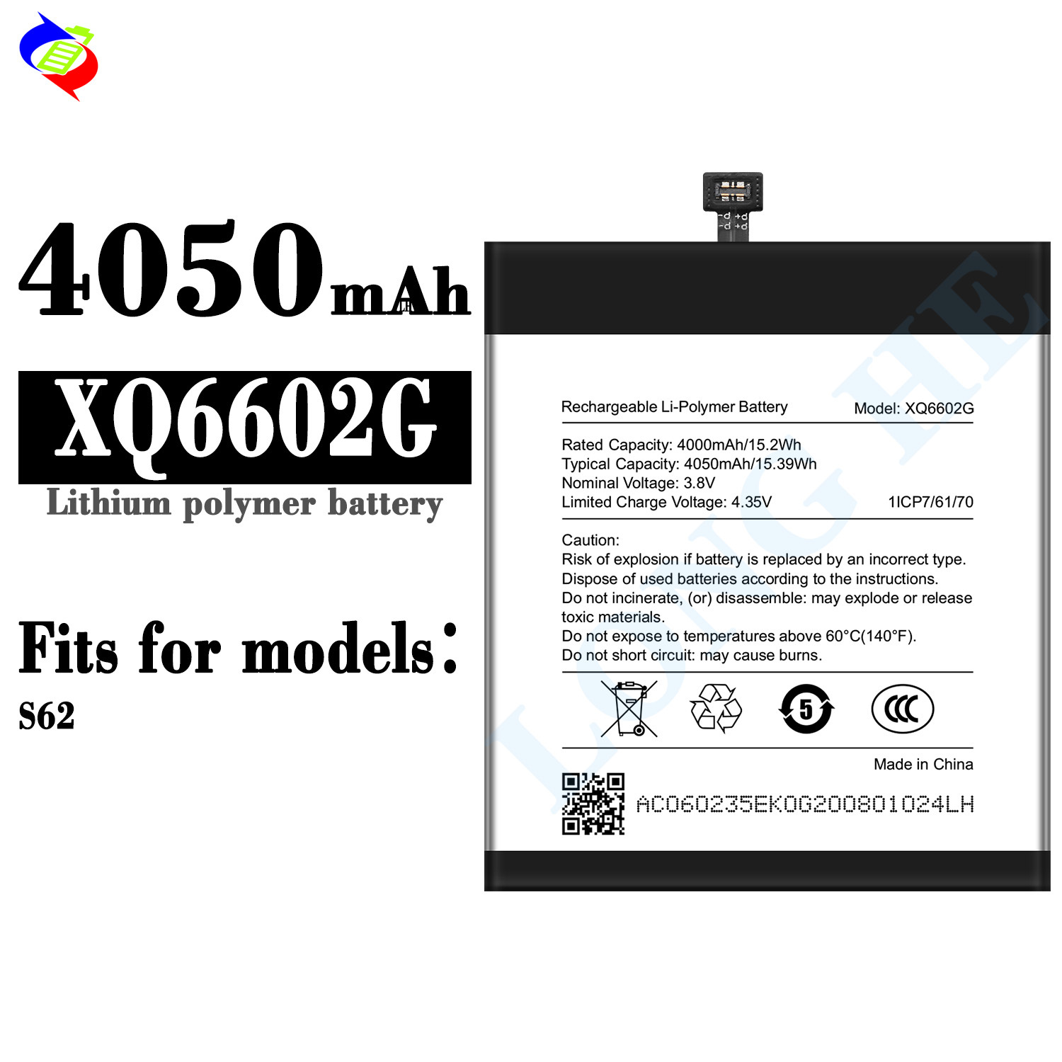 适用CAT S62大容量4050mah全新耐用XQ6602G手机电池工厂批发外贸