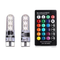Автомобильный светодиодный индикатор ширины, силиконовый T10 RGB 5050 6SMD, яркий красочный пульт дистанционного управления, небольшой фонарь номерного знака.