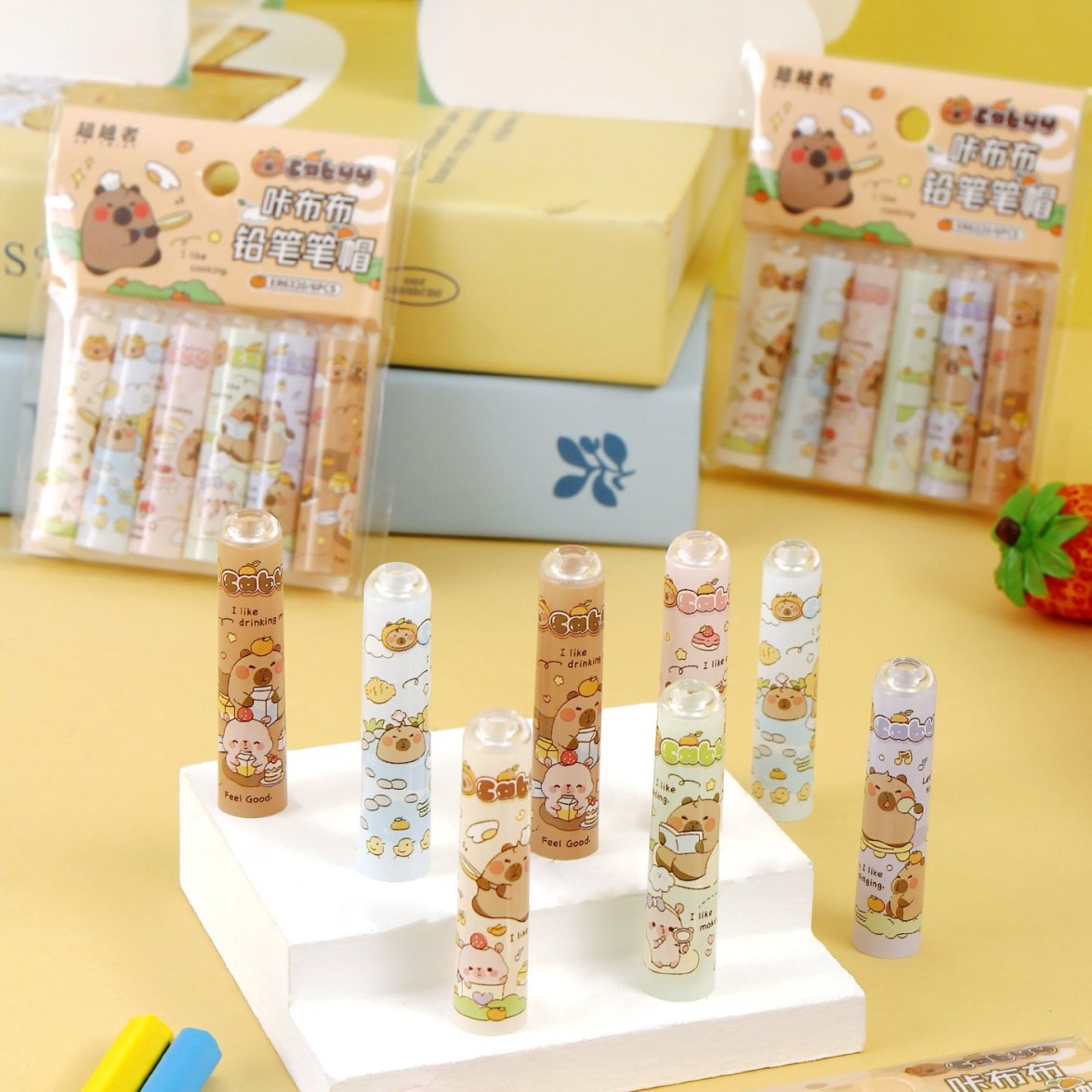 El más allá 6320 Kapibala Pencil Sombrero Extensidor Cartoon de alto valor Cute Primary School Pencil Funda protectora