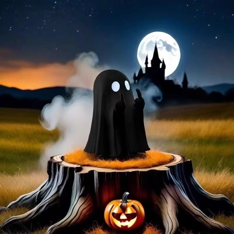 新しいハロウィンかわいいゴーストオーナメントクリエイティブ中指挑発ゴーストデスクトップ装飾友人へのギフトとして|undefined
