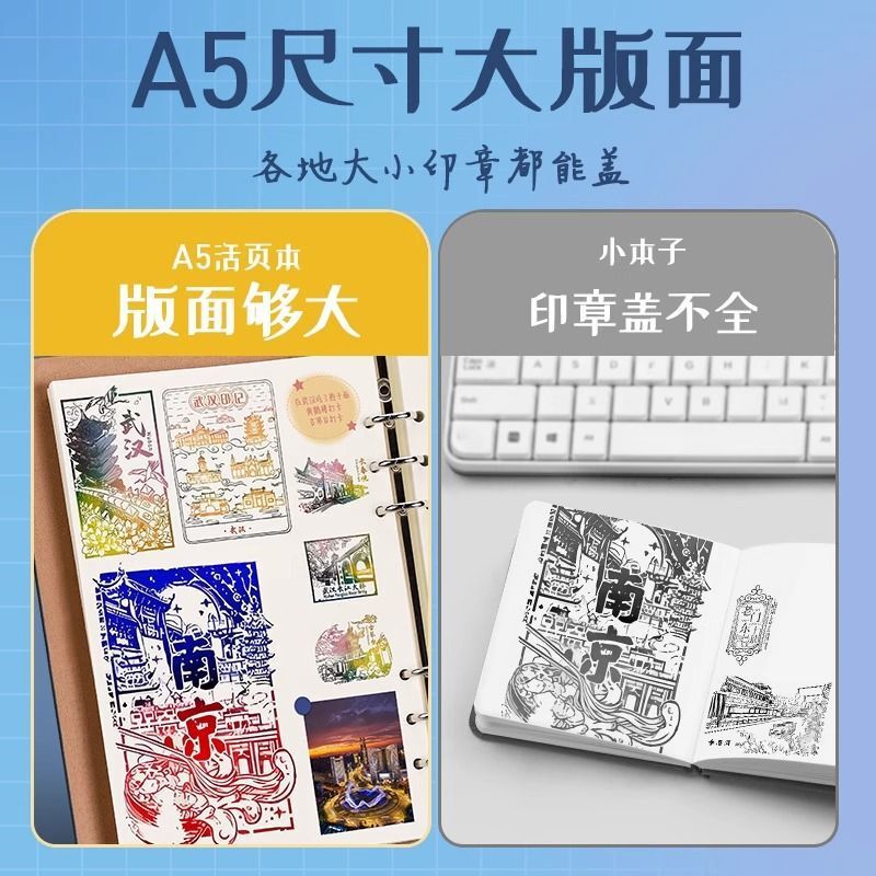 a5 トラベルナショナルトレンドスタンプ付きルーズリーフノート、見栄えの良い取り外し可能なビジネスオフィス会議メモ帳|undefined