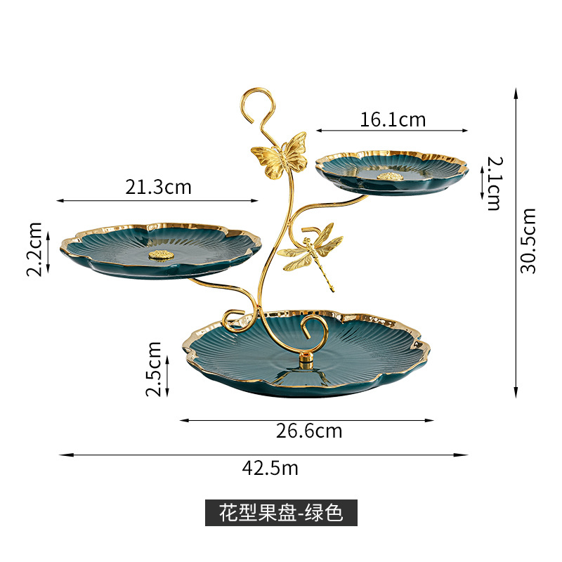Plato de fruta de lujo ligero sala de estar mesa de café en casa pantalla de aperitivos plato de dulces de múltiples capas estante de aperitivos mesa de postre pantalla de la torta