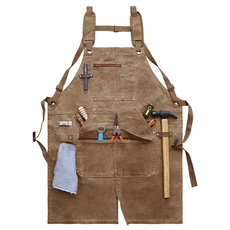 Transfronterizo Amazon delantal lienzo de cera al por mayor herramientas de distribución al por mayor electricista delantal de carpintería al por mayor personalizado
