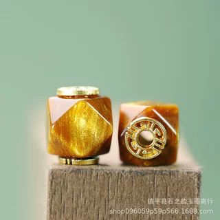 天然虎睛木头珠10*13mm大孔2.5mm路路通隔珠串珠diy项链饰品A112