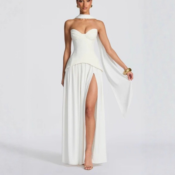 ng2510292 2025 New Cross-Border Women's Fashion Sheer Fishbone Bandeau With Waist Cinching, Backless, Ribbon, Sexy European And_ecoleips.com