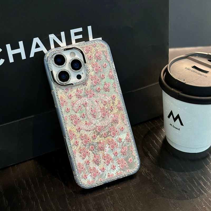 iPhone15Pro/14Proに適したハイエンドのイン接着剤フラワー16Promax携帯電話ケース、フラッシュダイヤモンドフレーム付き|undefined