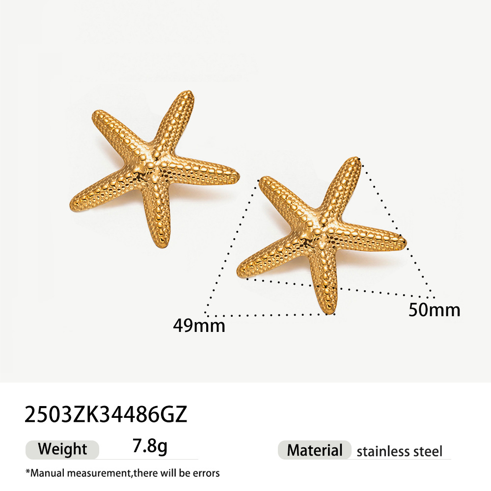Tena Europa y América Alta retención de color 18k oro concha de acero inoxidable concha de estrella de mar collar de cuerda gruesa ins joyería de explosión transfronteriza image 11