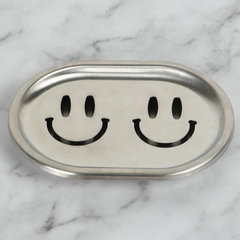 304 stainless steel double-layer drainable soap dish bar smiling face soap dish handmade soap essential oil soap dish tray