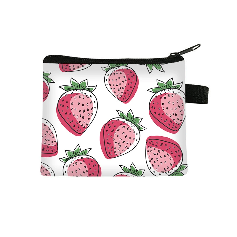 Новый студенческий кошелек для монет с фруктовым узором, милая сумка для наушников на молнии, мини-кошелек для монет, оптовая продажа