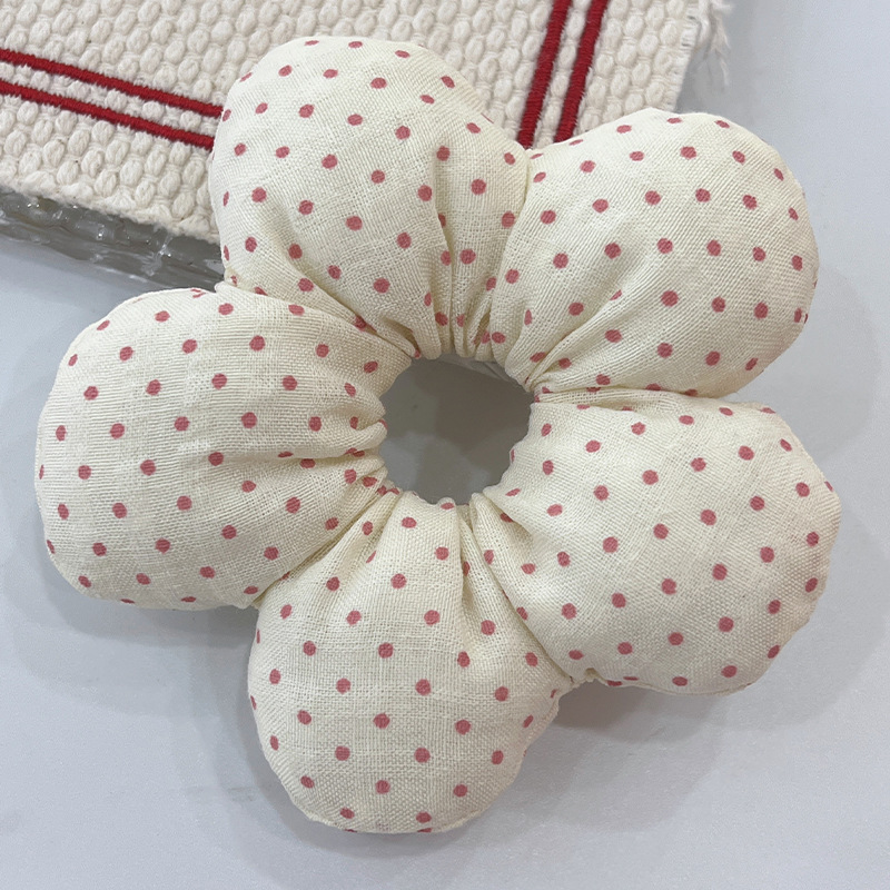 Coreana para niños lindos puntos ondulados flor anillo de cabello para chicas bolas de cabeza collar para chicas joyerías de cabello dulce cola de caballo