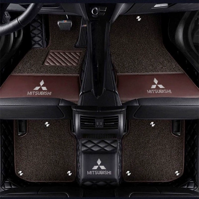 Mitsubishi Outlander, Eclipse Cross, Pajero, Modelə uyğun ayaqaltı - galan-double-layer-pure-black-coffee-colored-silk-loop