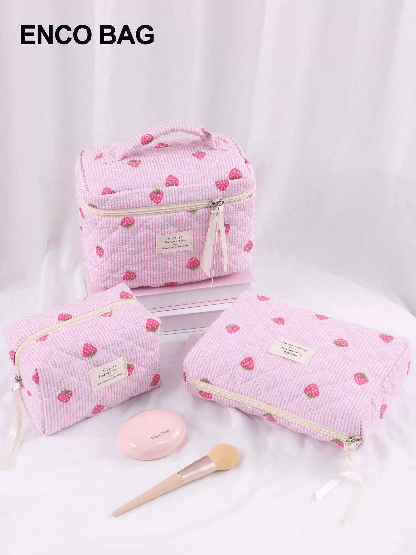 Косметичка, клубника, вместительный organizer bag, карманная милая небольшая клатче, (Cross-border торговля)