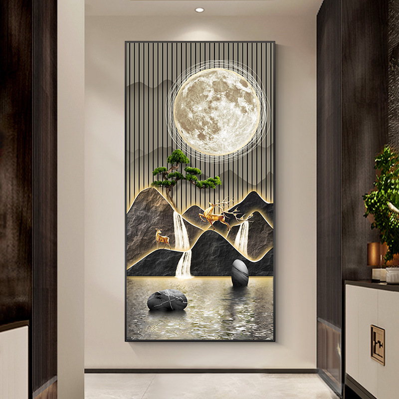 Pintura decorativa del nuevo estilo chino de entrada en la puerta frente a la pintura colgante del flujo de agua de riqueza paisaje corredor mural