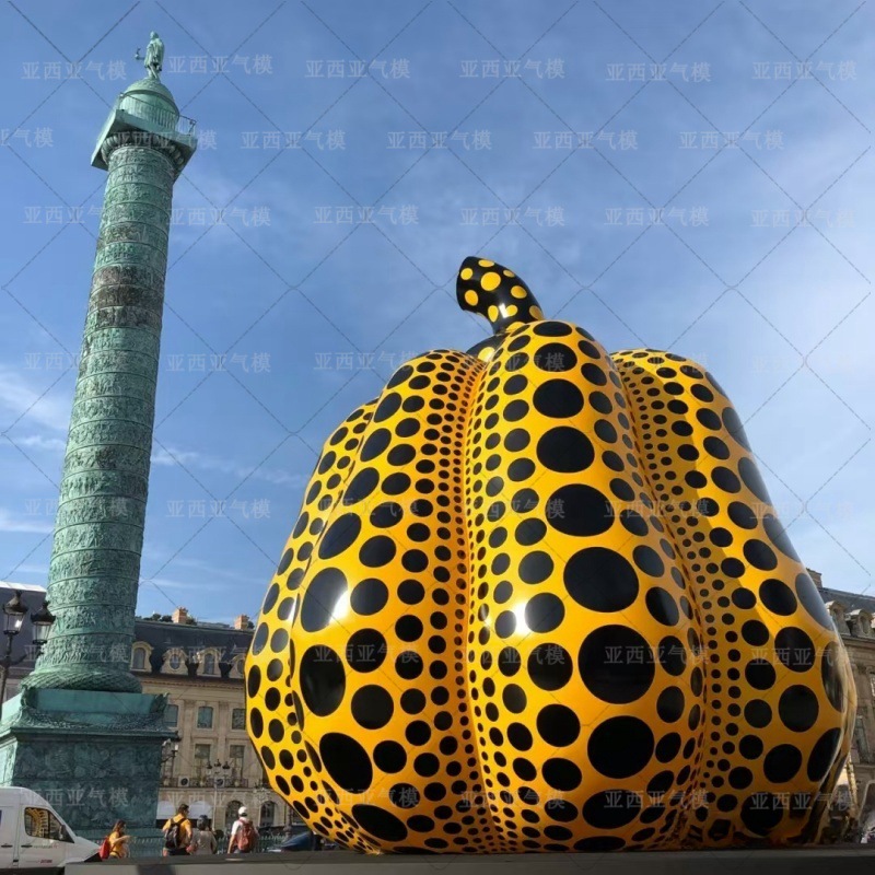 充气波点南瓜模型仿真植物户外餐厅店铺摆件商场拍照打卡南瓜气模