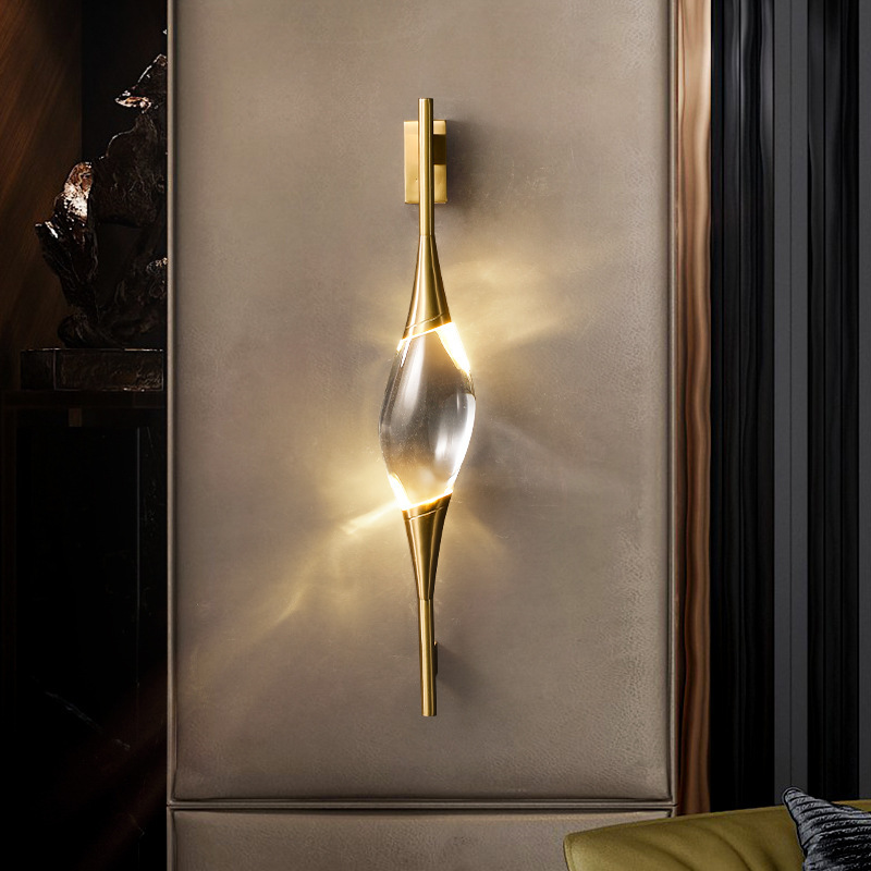 Luz de fondo pared de fondo bronce nuevo 2021 cabezal de cama cristal lámpara de pared escalera pasillo lámpara de pared completa lámpara de dormitorio hotel