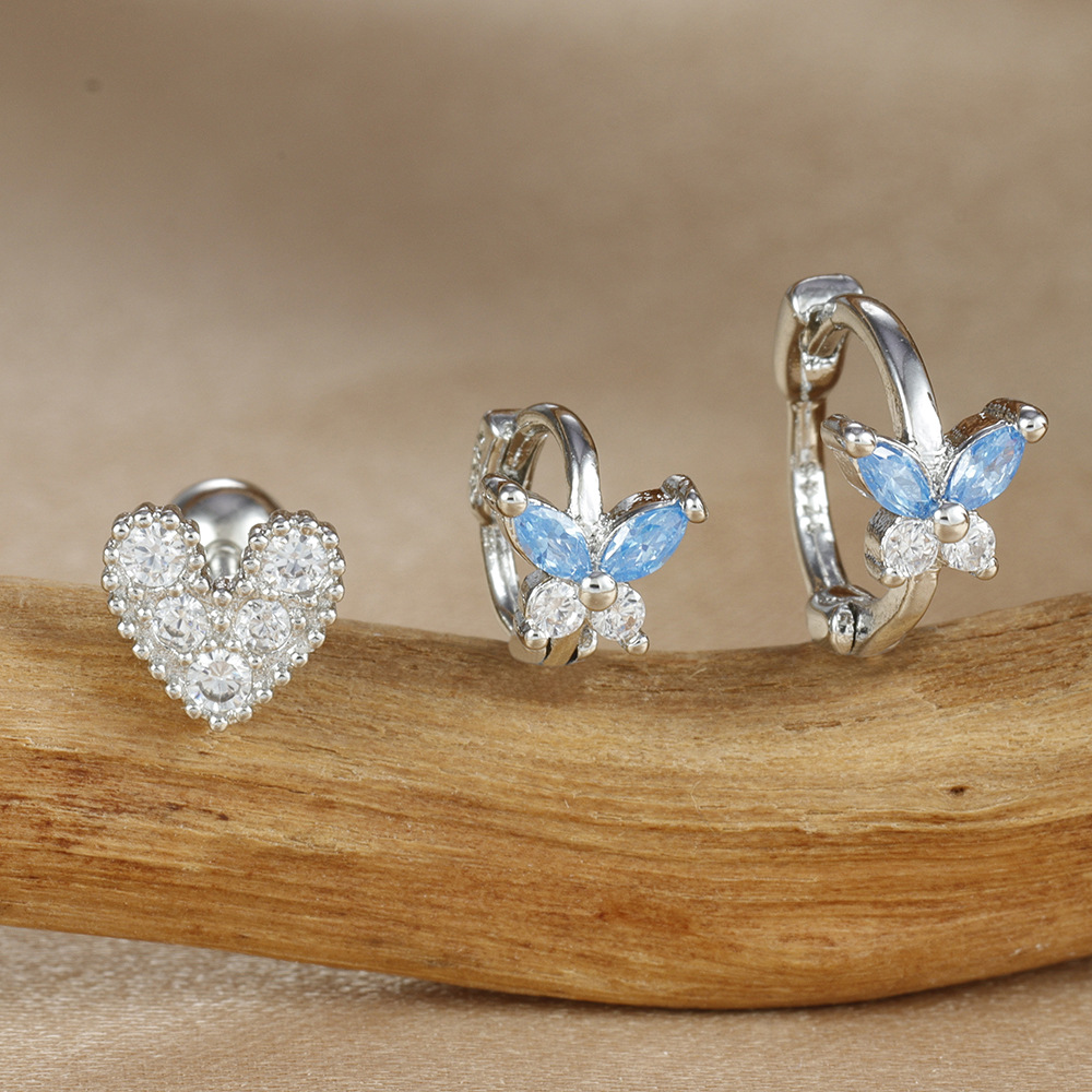 8g Weight Copper Ear Needle Material Zircon Inlay Material Small Stud Earrings, Earrings Classification 1 Set Quantity Daily Occasion Copper Material Butterfly Pattern All Seasons Season Women's Gender Plating Design Simple Style, Classic Style Style 1 Set Simple Style Classic Style Butterfly Plating Copper Zircon Small Stud Earrings Earrings 13