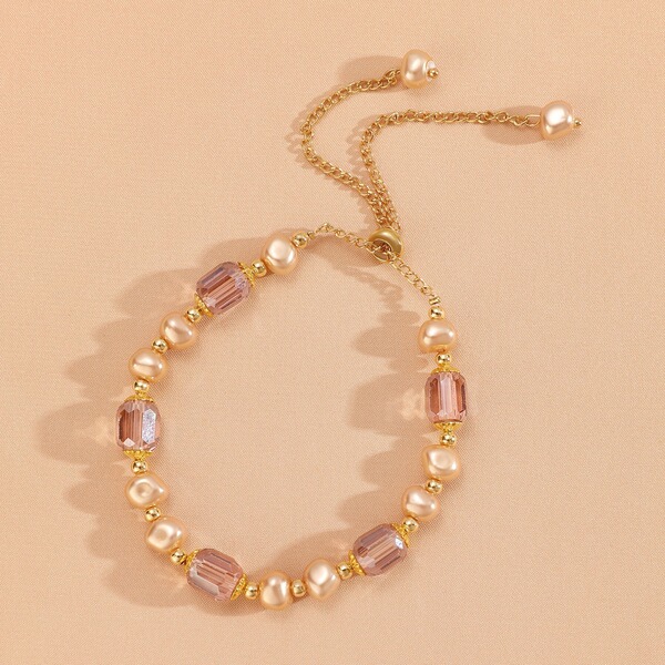 small design fashionable elegant purple crystal bracelet pearl