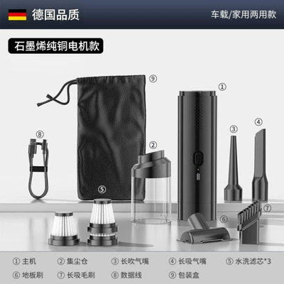 Car vacuum cleaner, cordless, handheld, with Tozsoranlar - night-black-graphene-pure-copper-motor-brushed-version-with-washable-filter3-and-storage-bag