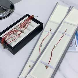 7-8海水akoya正圆基本无瑕小红绳手链18k金设计+镭射金球诸暨直销