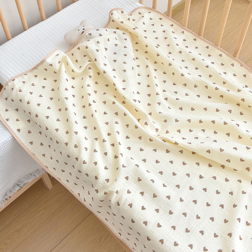 新生婴儿纯棉绉布印花小毯子儿童纱布多功能浴巾幼儿园宝宝午休毯
