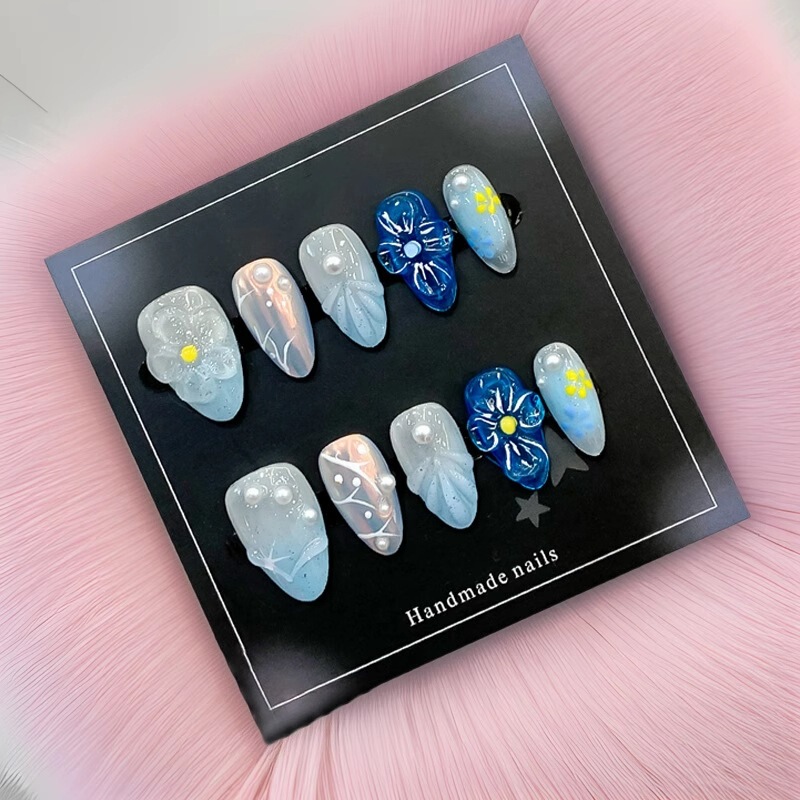 Sweet, Cool and Cute Butterfly Handmade Wearable Nails for Girls, Three-Dimensional Carved Manicure, Small Fresh Whitening Almond Nails Wholesale