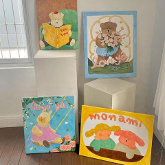 Adorable Shock~ Swing Rabbit Korean Cute Bedroom Frameless Wall Art Children's Room Girl's Room Bedside Decorative Painting