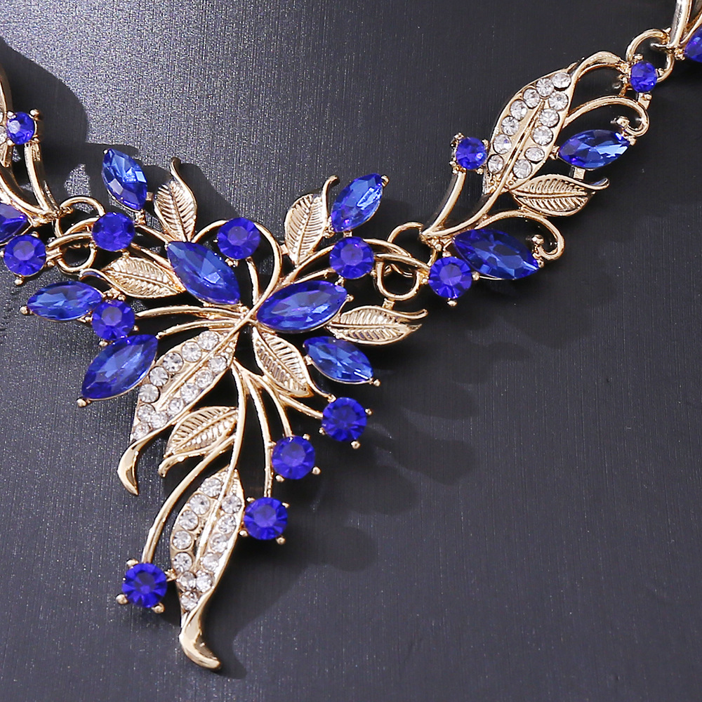 叶子镶钻新娘项链