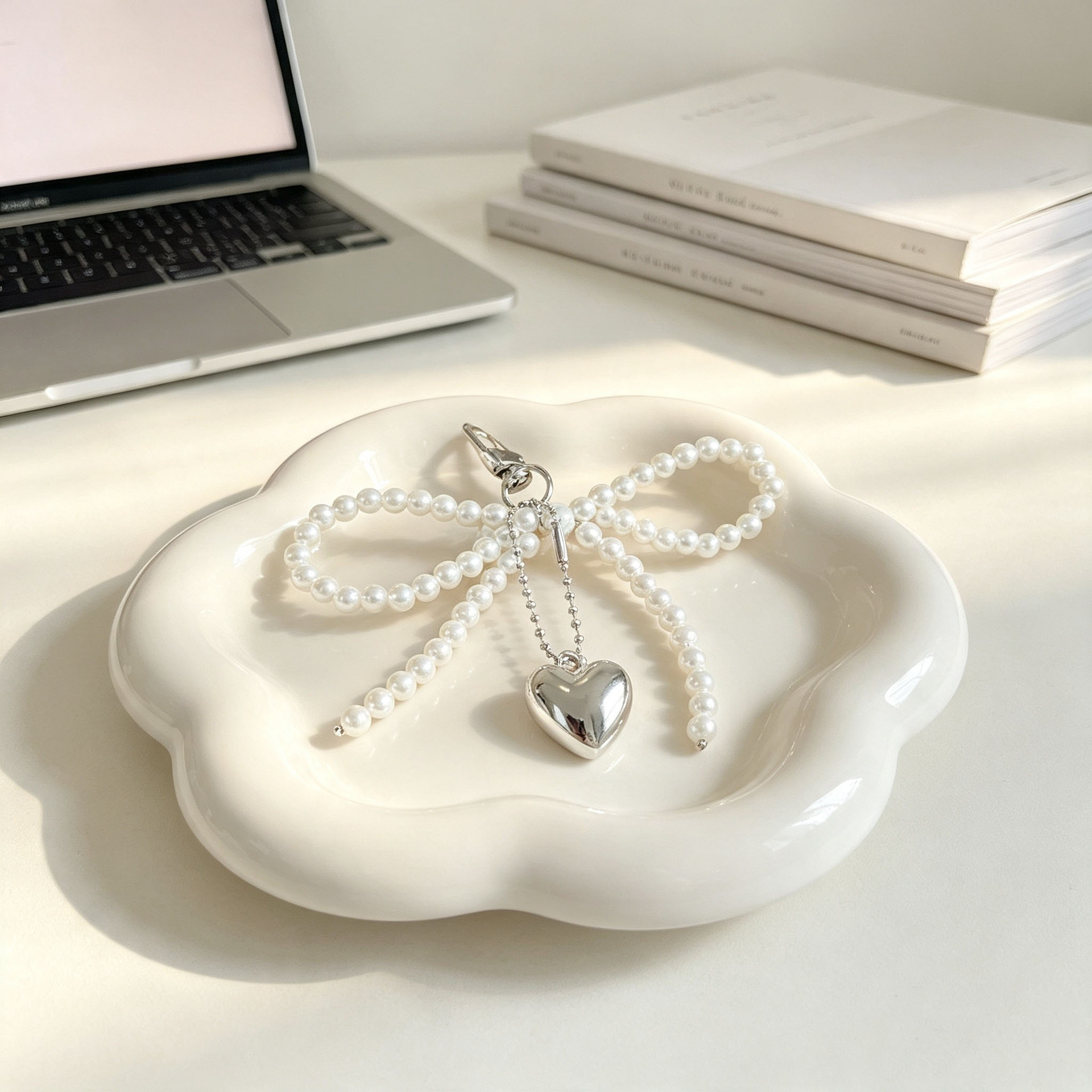 Nuevo estilo di-ins estilo coreano arco de perla amor colgante llavero accesorios de bolsos colgantes de teléfonos móviles