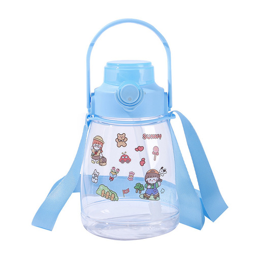 New Summer Children's Straw Straw Drinking Cup Potbelly Cup Portable Large Capacity Student Plastic Cup Gift Wholesale
