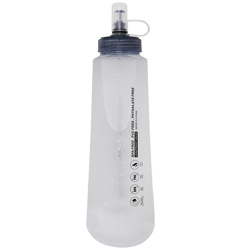 야외 등산 크로스 컨트리 스포츠 장비 소프트 워터 병 환경 친화적 인 TPU 워터 백 500 ML 접이식 드롭 방지 워터 컵