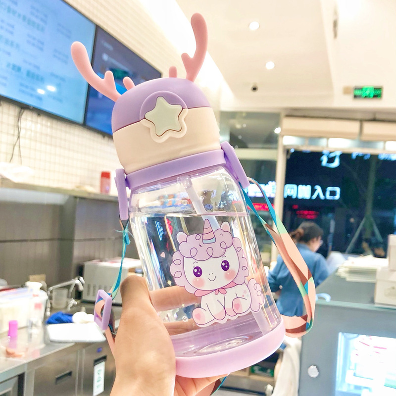 2025 新漫画プラスチックダブルドリンクカップ夏のインターネット有名人ウォーターカップ高価値ポータブル学生カップアントラーカップ|undefined
