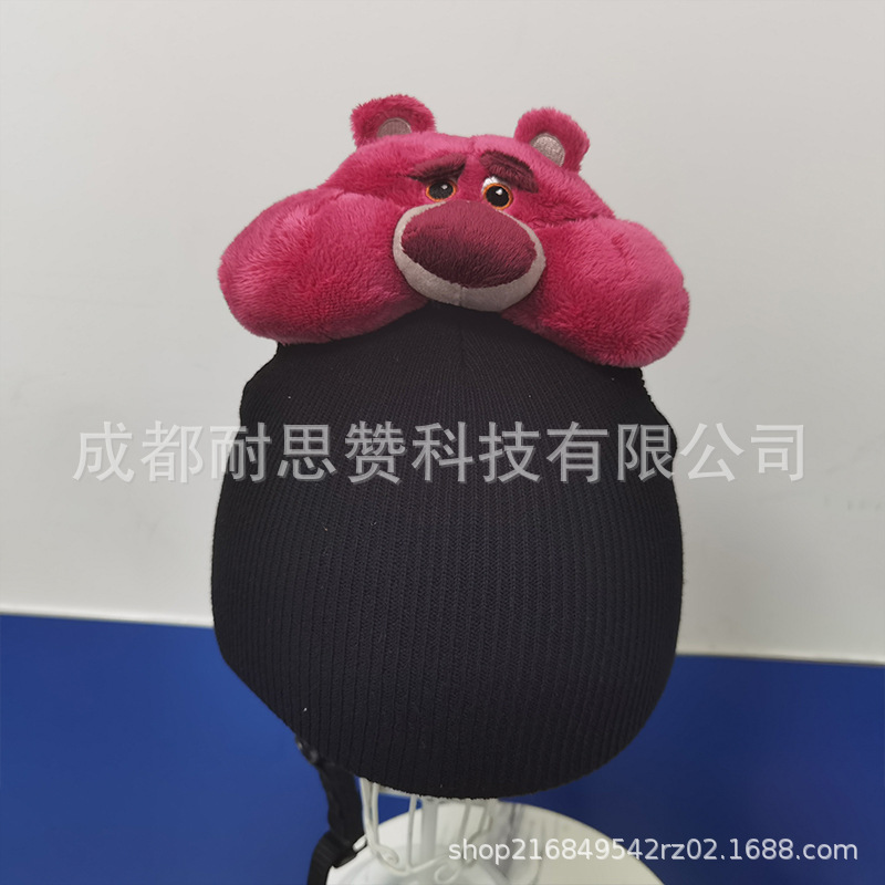 Cubierta de casco de esquí de dibujos animados lindo personalidad cálida placa única cubierta de casco de doble placa bicicleta muñeca cubierta decorativa a prueba de viento