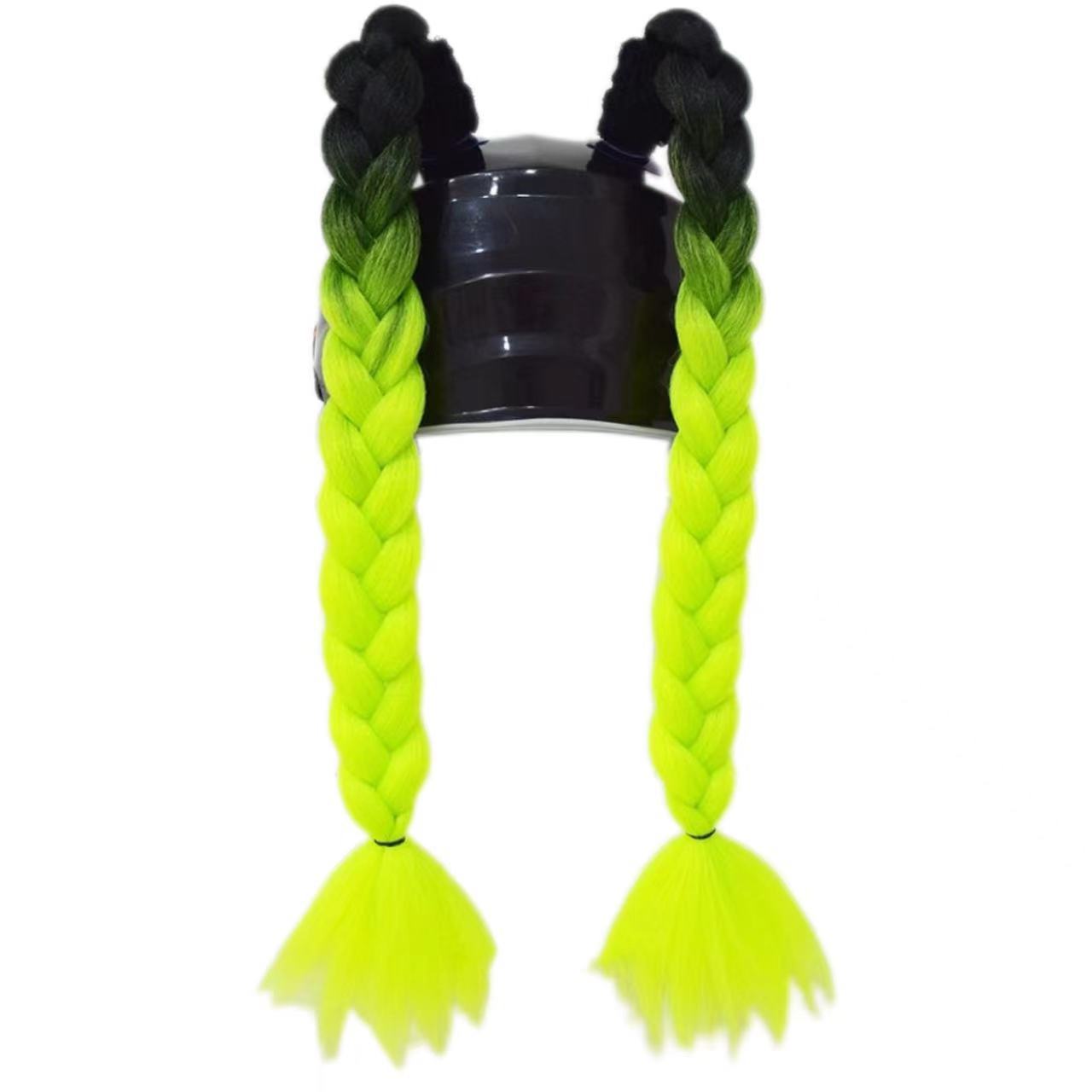 Double Ponytail Helmet Decoration with Suction Cups, Dreadlocks, Motorcycle, Delivery Bike, Children's Balance Bike, Cool Wheel, Ski Streamers