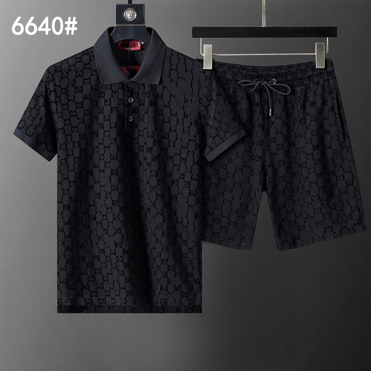 Cross-border versión correcta polo manga corta set de collar de verano clásico toalla de hombre bordado casual Europa y América explosión
