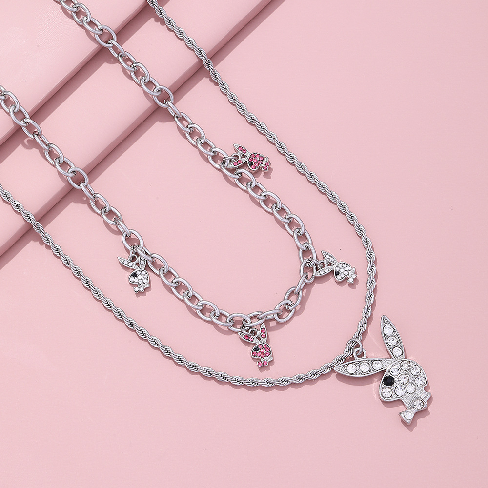 wholesale jewelry cartoon cute rabbit multi-layer necklace nihaojewelry