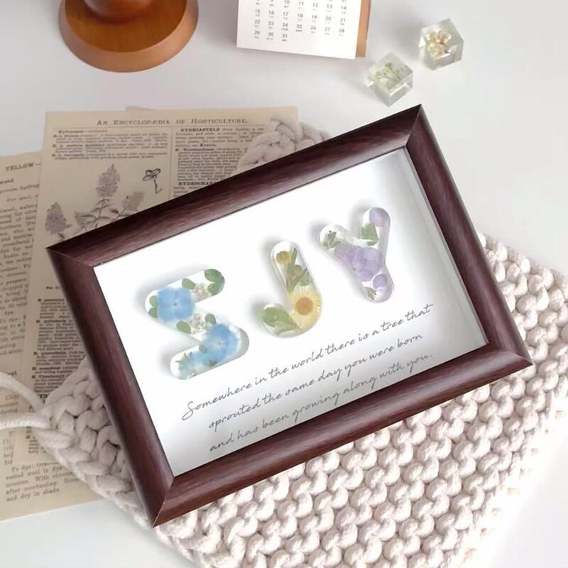 DIY Handmade Glue Dried Flower Letter Photo Frame Ornaments Chinese Valentine's Day Birthday Gift Office Bedside Decoration