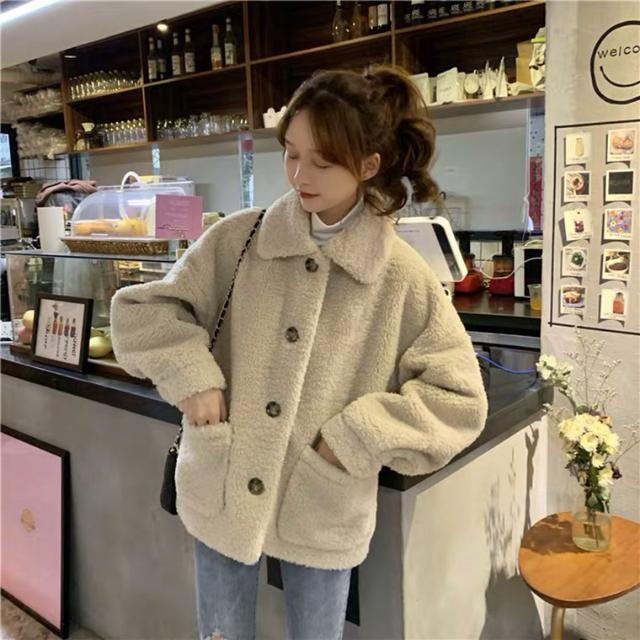 여성 겨울 루즈핏 카라 코트 포켓 긴팔 데일리 아우터