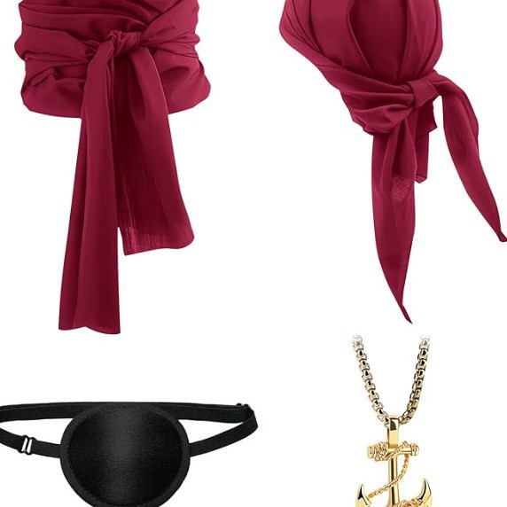 2025 Amazon Halloween Pirate Costume Medieval Renaissance Linen Pirate Bandana Belt Costume Accessories