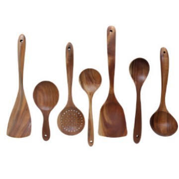 Acacia pala de madera no pegajosa pala de verduras pala de madera casera pala de ensalada tenedor de cola de cocina set