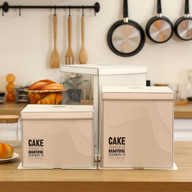 Caja de embalaje de nuevo pastel de cumpleaños translúcido 6 / 8 / 10 / 12 pulgadas caja de pastel de doble capa