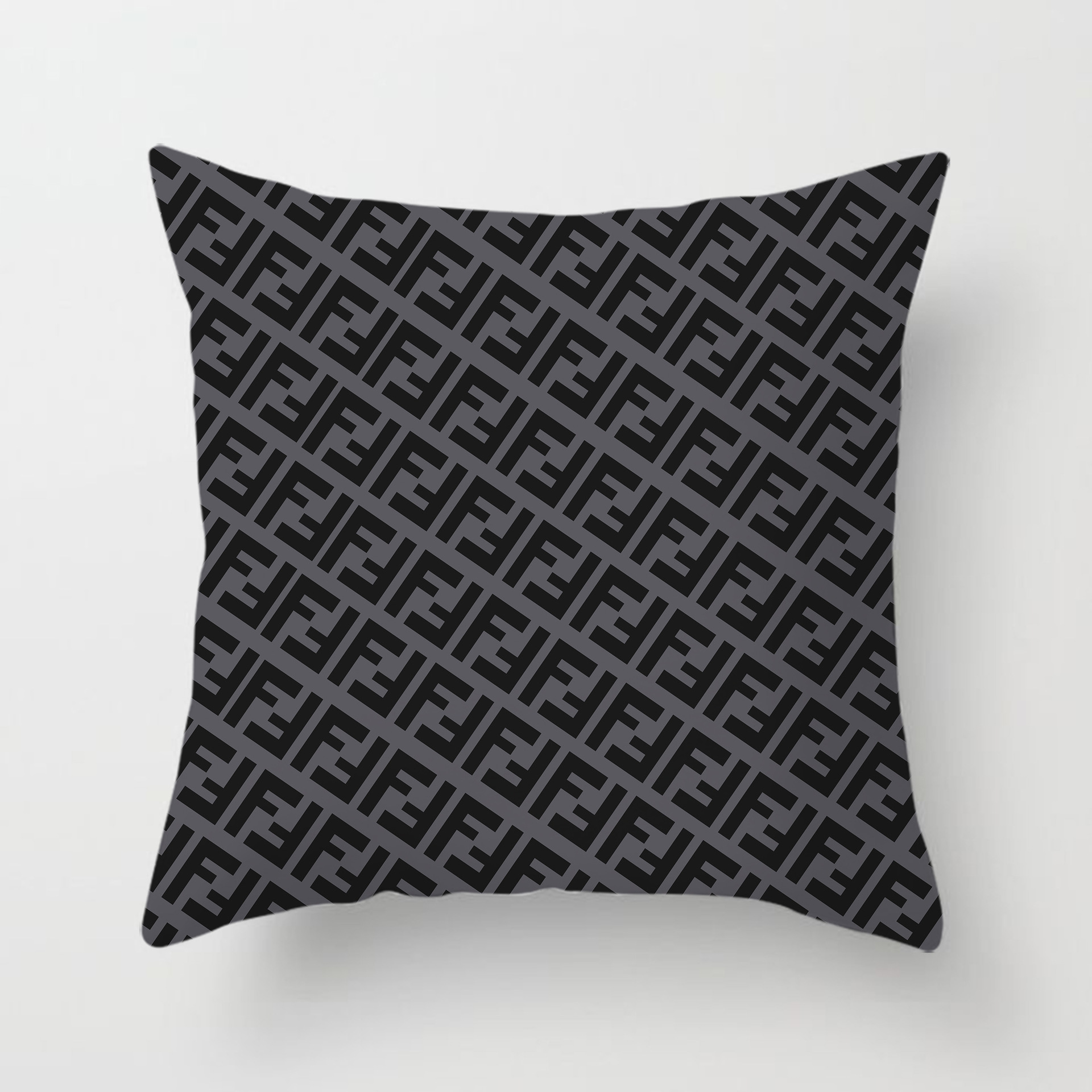 Cross-border AliExpress logo de marca europea y americana logo estilo de lujo ligero estilo cuadrado moda sala de estar sofá funda de almohada de felpa corta