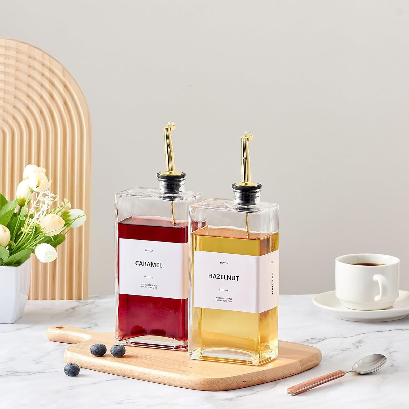 500ML玻璃瓶16.9oz晶白料350ML调料汁油和醋分配器玻璃控油嘴瓶子