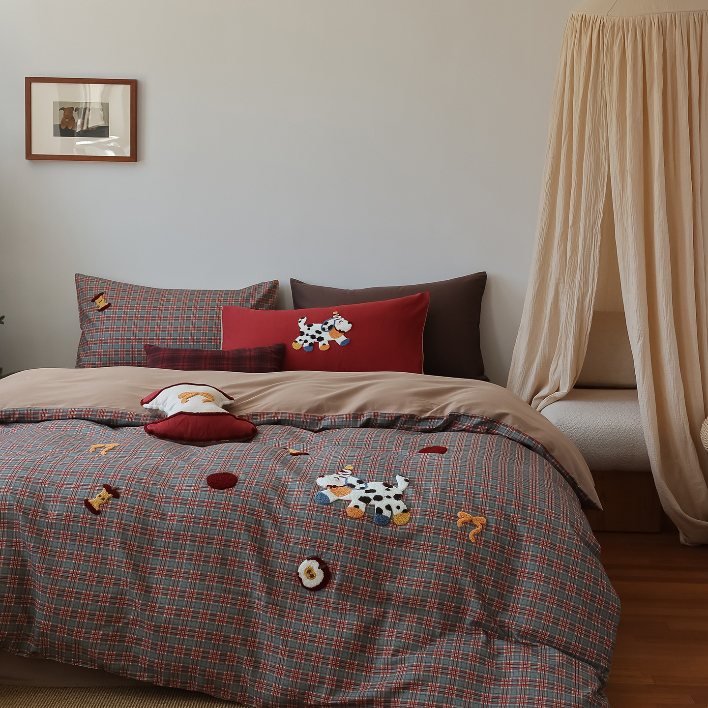 Class a New Cotton Brushed Four-Piece Bedding Set Digital Printed Towel Embroidered Bed Bed Sheets Quilt Cover Shipped from Nantong