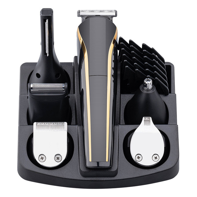 Cortadora de cabello eléctrica seis en uno LCD pantalla digital máquina de afeitar multifuncional hombres talla tijeras ceja trimmer traje de afeitar