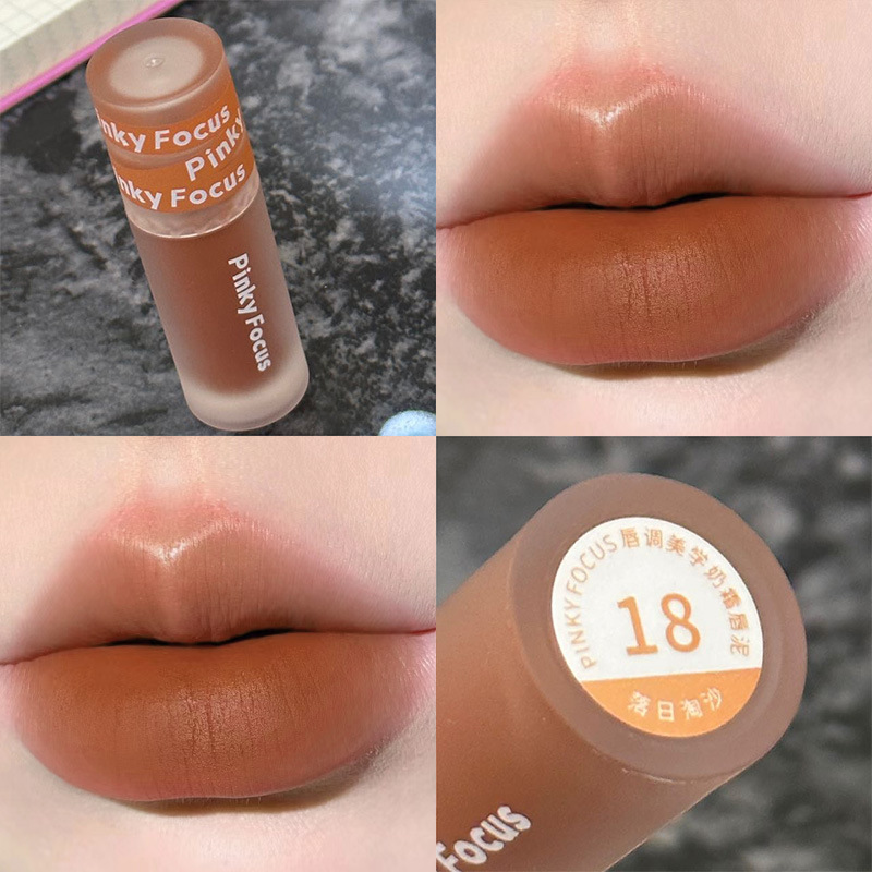 PinkyFocus粉雾哑光奶霜唇泥26色唇釉丝绒显色持久口红跨境唇彩女|undefined