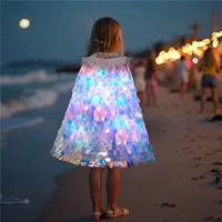 Подходит для девочек 3-8 лет, подарок на день рождения, платье принцессы, светящийся плащ русалки, трансграничный светодиодный плащ с блестками