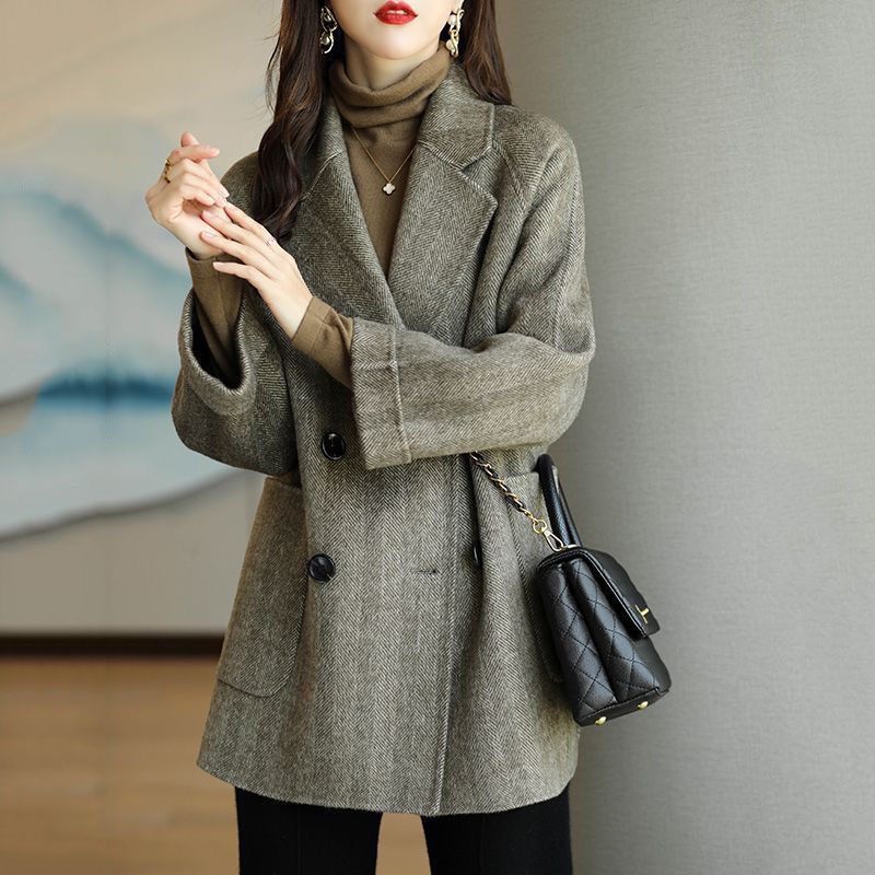 毛呢外套女2025秋冬季新款小个子加厚韩版修身气质中长款呢子大衣|undefined