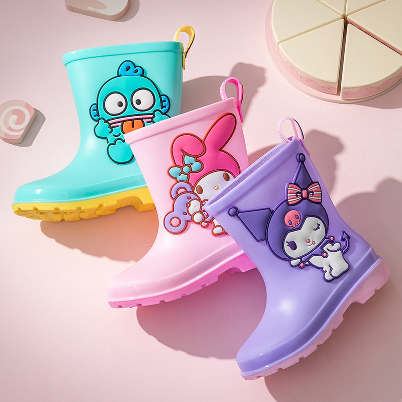 Sanrio Cute Children's Rain Boots Children's Non-Slip Wear-Resistant Outdoor Girls' Rain Boots Kuromi Fashion Overshoes Wholesale